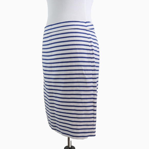 NWT J Crew Size 4 The Pencil Skirt Lined Nautical Stripe Blue White - Picture 3 of 12